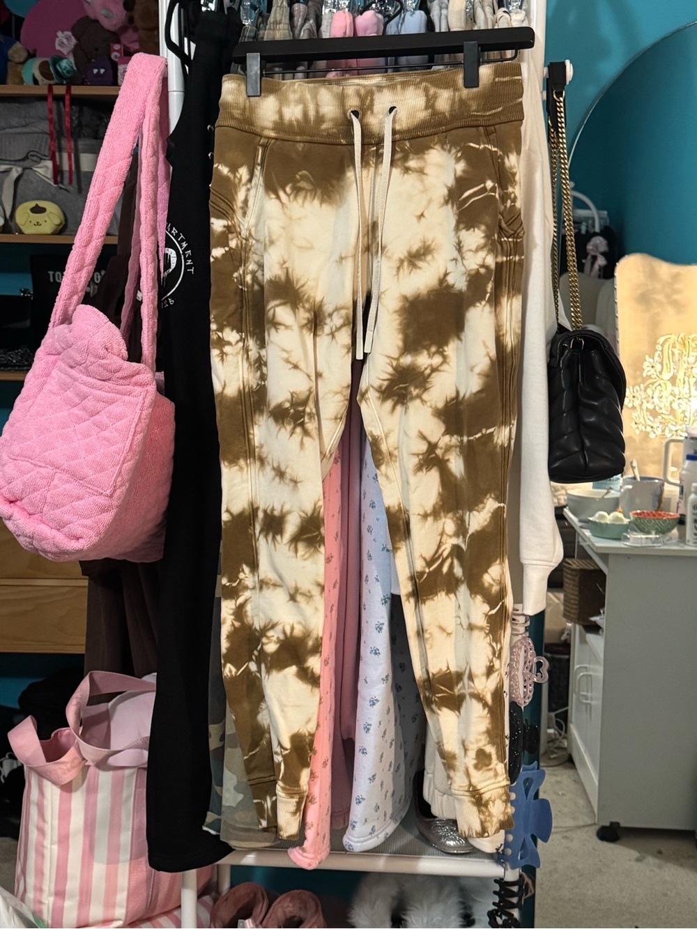 lululemon athletica cropped women’s Tie-Dye Joggers - Brown & Cream
